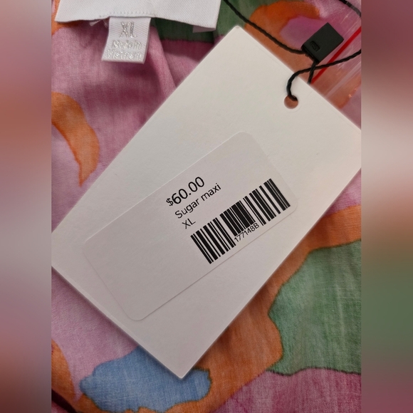 NWT Sugarlips Pink Floral Maxi Dress Ruffle Sleeve Cotton Summer Sundress XL - Picture 9 of 11